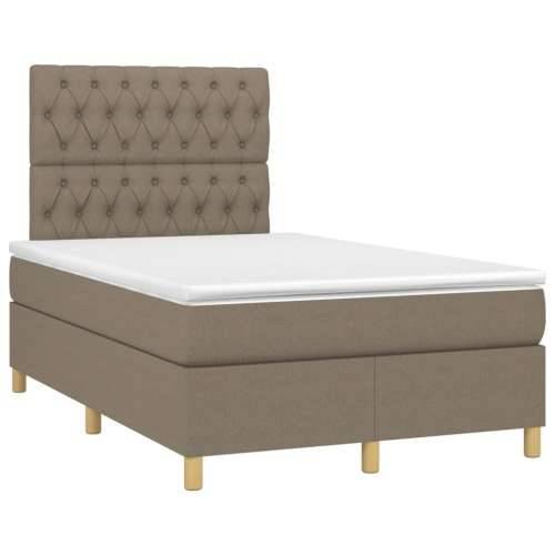 Krevet s oprugama i madracem LED smeđesivi 120x190cm od tkanine - Sivo-smeđa 120 x 190 cm Dizajn s gumbima Cijena