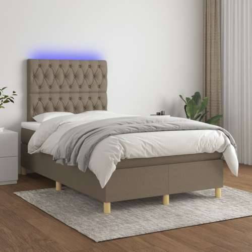 Krevet s oprugama i madracem LED smeđesivi 120x190cm od tkanine - Sivo-smeđa 120 x 190 cm Dizajn s gumbima Cijena