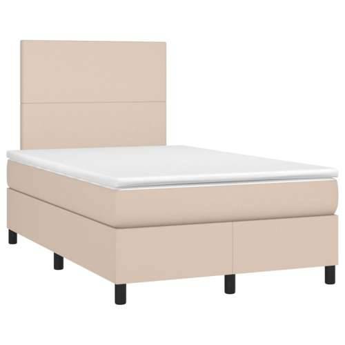 Krevet s oprugama i madracem LED 120x190 cm umjetna koža - Boja cappuccina 120 x 190 cm Gladak dizajn Cijena