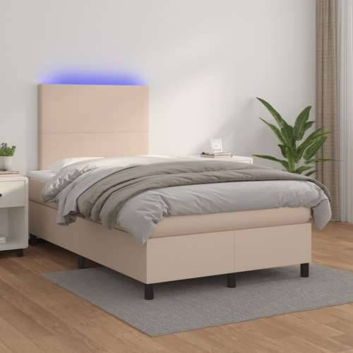Krevet s oprugama i madracem LED 120x190 cm umjetna koža - Boja cappuccina 120 x 190 cm Gladak dizajn Cijena