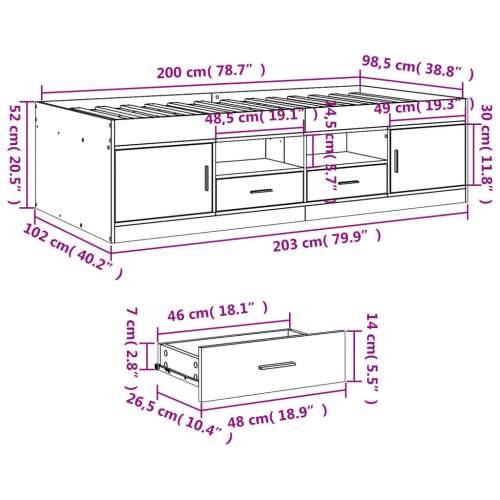 Dnevni krevet s ladicama bez madraca bijeli 100 x 200 cm - Bijela 100 x 200 cm Cijena