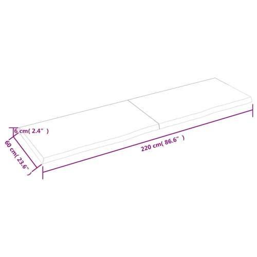 Zidna polica svjetlosmeđa 220x60x(2-6) cm obrađena hrastovina - Svjetlosmeđa 220 x 60 x 6 cm 1 Cijena
