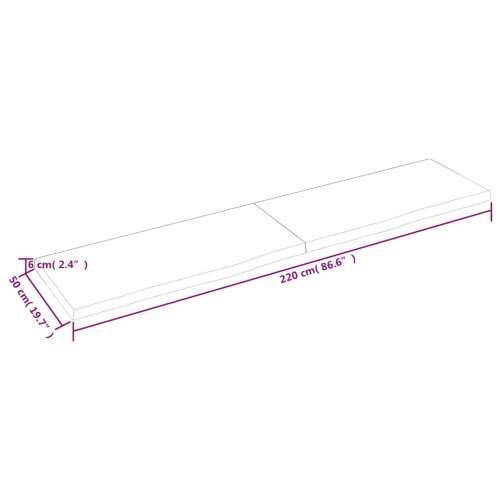 Zidna polica tamnosmeđa 220x50x(2-6) cm od obrađene hrastovine - Tamno smeđa 220 x 50 x 6 cm 1 Cijena