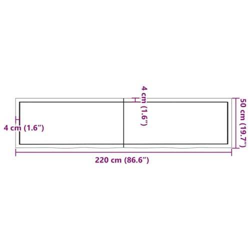 Zidna polica tamnosmeđa 220x50x(2-6) cm od obrađene hrastovine - Tamno smeđa 220 x 50 x 6 cm 1 Cijena