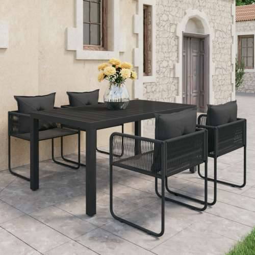 Vrtna garnitura - 5-dijelni vrtni blagovaonski set od PVC ratana crni - Crna Dužina stola 150 cm 4 Cijena