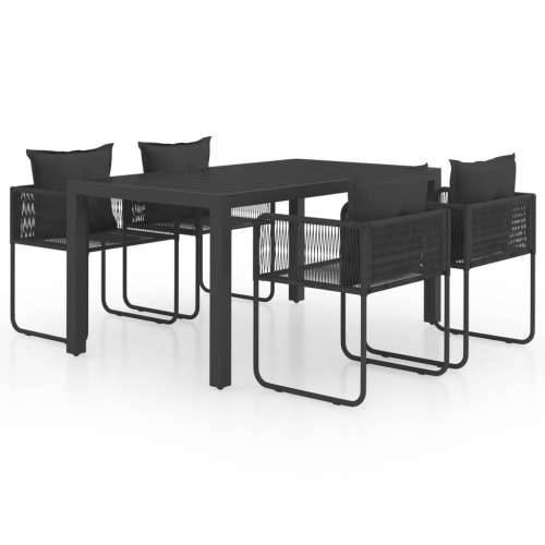 Vrtna garnitura - 5-dijelni vrtni blagovaonski set od PVC ratana crni - Crna Dužina stola 150 cm 4 Cijena