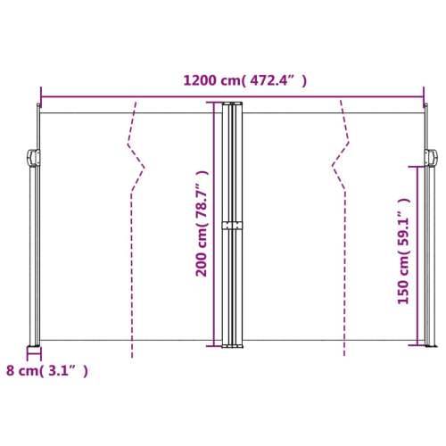 Bočna tenda na uvlačenje crvena 200x1200 cm - Crvena 200 x 1200 cm 1 Cijena