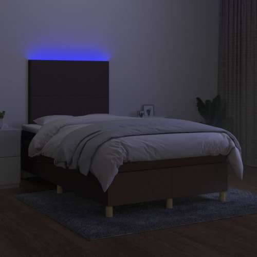 Krevet s oprugama i madracem LED tamnosmeđi 120x190 cm tkanina - Tamno smeđa 120 x 190 cm Gladak dizajn Cijena