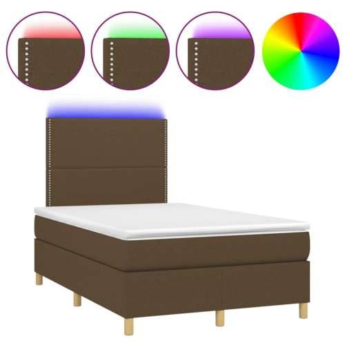 Krevet s oprugama i madracem LED tamnosmeđi 120x190 cm tkanina - Tamno smeđa 120 x 190 cm Obično s čavlima Cijena