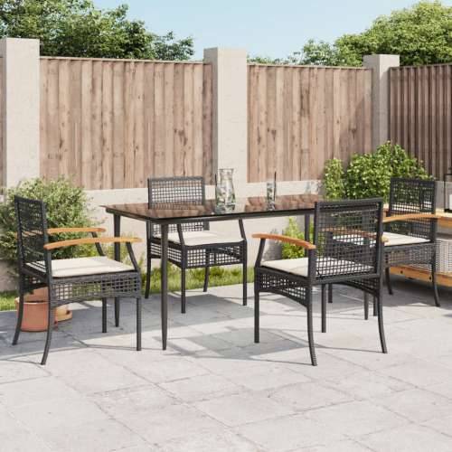 Vrtna garnitura - 5-dijelni vrtni blagovaonski set s jastucima od poliratana crni - Crna 160 x 80 x 74 cm 4 Cijena