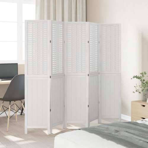 Paravan - Sobna pregrada s 5 panela bijela od masivnog drva paulovnije - 40 x 180 cm 5 Cijena