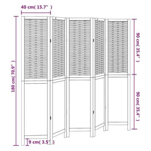 Paravan - Sobna pregrada s 5 panela bijela od masivnog drva paulovnije - 40 x 180 cm 5 Cijena