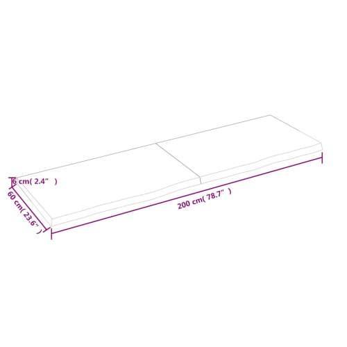 Zidna polica tamnosmeđa 200x60x(2-6) cm od obrađene hrastovine - Tamno smeđa 200 x 60 x 6 cm 1 Cijena