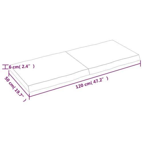 Stolna ploča 120x50x(2-6) cm od hrastovine sa živim rubom - Prirodna 120 x 50 x 6 cm 1 Cijena