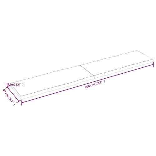 Stolna ploča 200x40x(2-4) cm od hrastovine sa živim rubom - Prirodna 200 x 40 x 4 cm 1 Cijena
