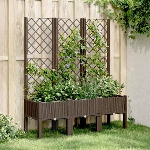 Vrtna sadilica s rešetkom smeđa 120 x 40 x 142 cm PP - Smeđa 120 x 40 x 142 cm 1 Cijena