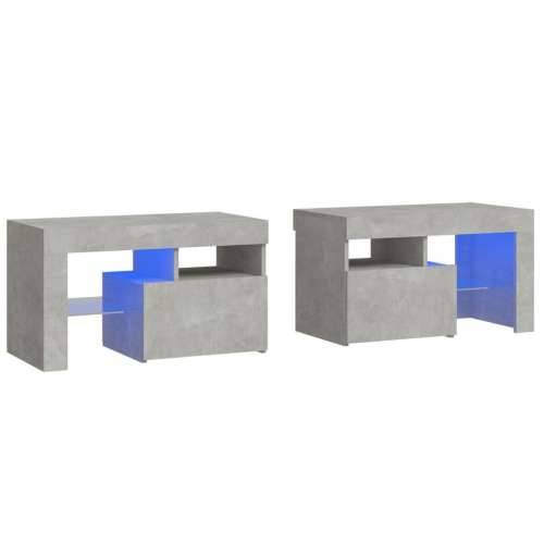 Noćni ormarići 2 kom s LED svjetlima boja betona 70x36,5x40 cm - Beton siva 1 Cijena