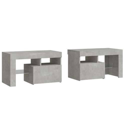 Noćni ormarići 2 kom s LED svjetlima boja betona 70x36,5x40 cm - Beton siva 1 Cijena