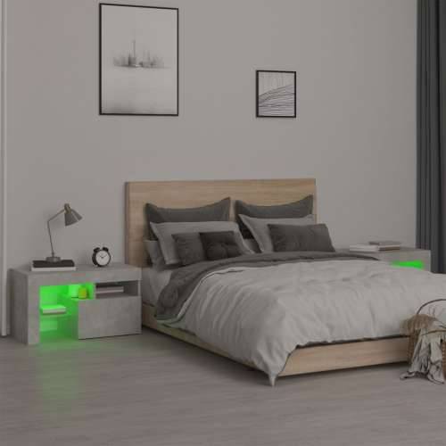 Noćni ormarići 2 kom s LED svjetlima boja betona 70x36,5x40 cm - Beton siva 1 Cijena