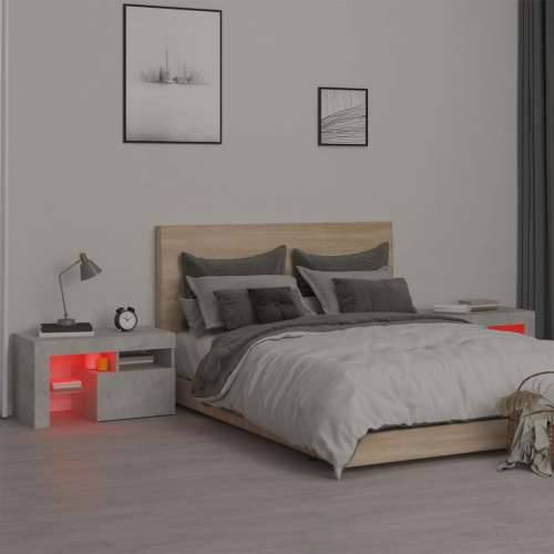 Noćni ormarići 2 kom s LED svjetlima boja betona 70x36,5x40 cm - Beton siva 1 Cijena