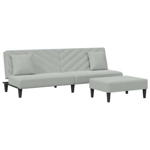 2-dijelni set sofa s jastucima svjetlosivi baršunasti - Svjetlosiva Bez naslona za ruke Cijena
