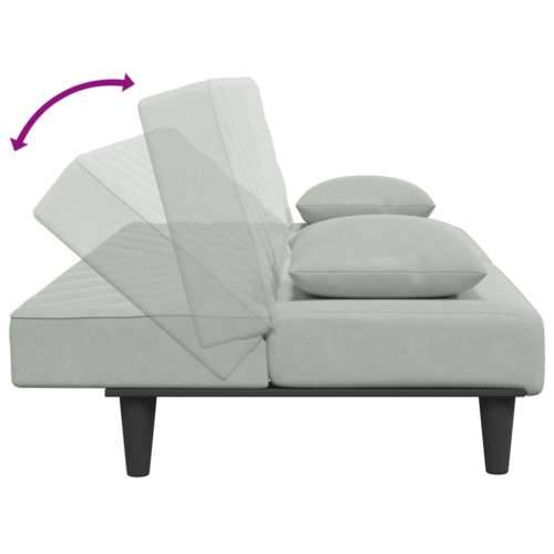 2-dijelni set sofa s jastucima svjetlosivi baršunasti - Svjetlosiva Bez naslona za ruke Cijena