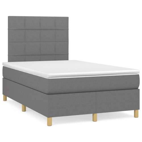Krevet box spring s madracem tamnosivi 120 x 190 cm tkanina - Tamno siva 120 x 190 cm Blok s kvadratima Cijena