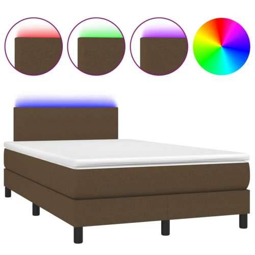 Krevet s oprugama i madracem LED tamnosmeđi 120x190 cm tkanina - Tamno smeđa 120 x 190 cm Gladak dizajn Cijena