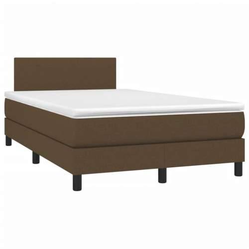 Krevet s oprugama i madracem LED tamnosmeđi 120x190 cm tkanina - Tamno smeđa 120 x 190 cm Gladak dizajn Cijena