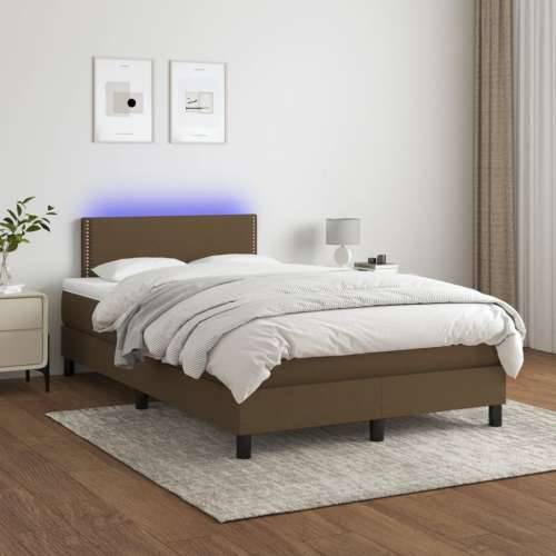 Krevet s oprugama i madracem LED tamnosmeđi 120x190 cm tkanina - Tamno smeđa 120 x 190 cm Obično s čavlima Cijena