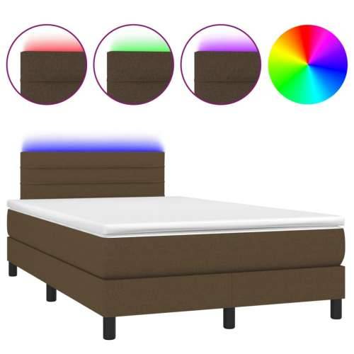 Krevet s oprugama i madracem LED tamnosmeđi 120x190 cm tkanina - Tamno smeđa 120 x 190 cm vodoravne pruge Cijena