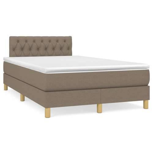Krevet s oprugama i madracem LED smeđesivi 120x190cm od tkanine - Sivo-smeđa 120 x 190 cm Dizajn s gumbima Cijena