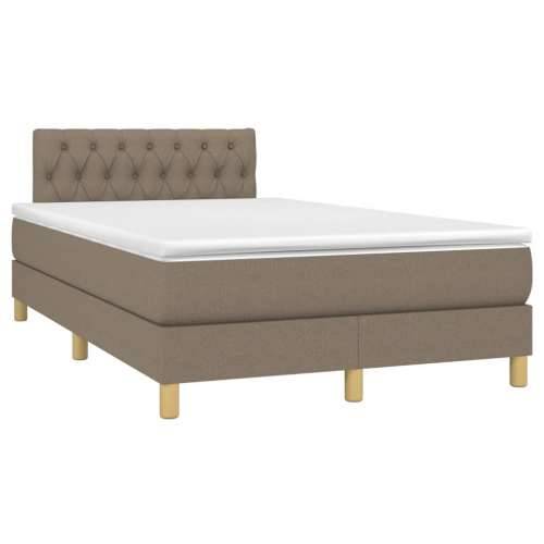 Krevet s oprugama i madracem LED smeđesivi 120x190cm od tkanine - Sivo-smeđa 120 x 190 cm Dizajn s gumbima Cijena