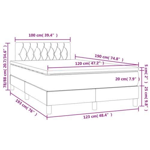 Krevet s oprugama i madracem LED smeđesivi 120x190cm od tkanine - Sivo-smeđa 120 x 190 cm Dizajn s gumbima Cijena