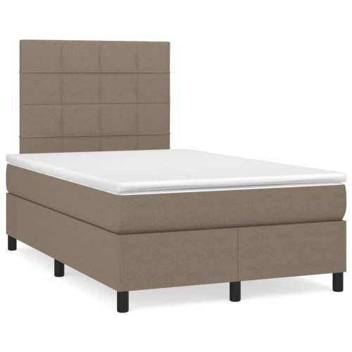 Krevet s oprugama i madracem LED smeđesivi 120x190cm od tkanine - Sivo-smeđa 120 x 190 cm Blok s kvadratima Cijena