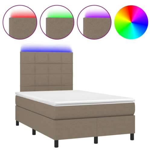 Krevet s oprugama i madracem LED smeđesivi 120x190cm od tkanine - Sivo-smeđa 120 x 190 cm Blok s kvadratima Cijena