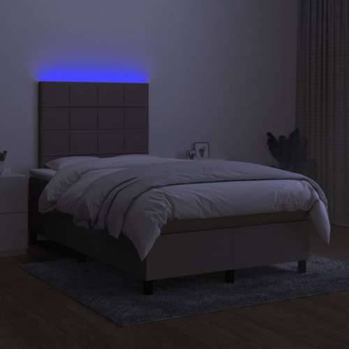 Krevet s oprugama i madracem LED smeđesivi 120x190cm od tkanine - Sivo-smeđa 120 x 190 cm Blok s kvadratima Cijena