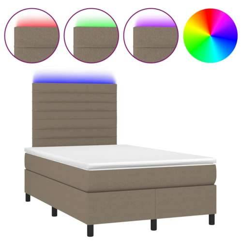 Krevet s oprugama i madracem LED smeđesivi 120x190cm od tkanine - Sivo-smeđa 120 x 190 cm vodoravne pruge Cijena