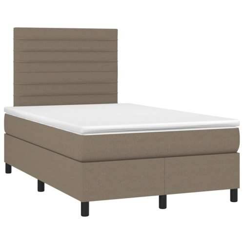 Krevet s oprugama i madracem LED smeđesivi 120x190cm od tkanine - Sivo-smeđa 120 x 190 cm vodoravne pruge Cijena