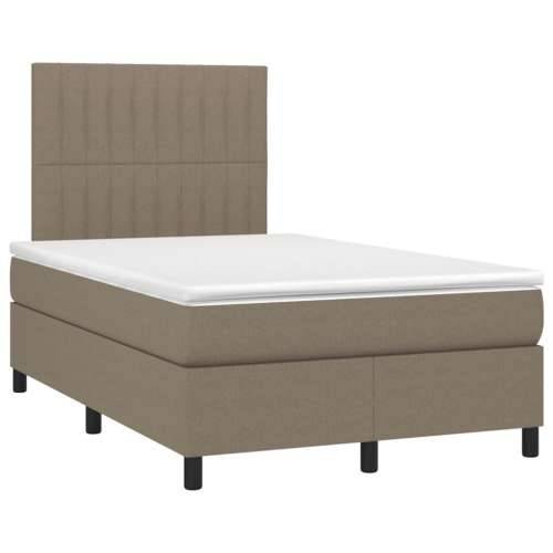 Krevet s oprugama i madracem LED smeđesivi 120x190cm od tkanine - Sivo-smeđa 120 x 190 cm Okomite pruge Cijena