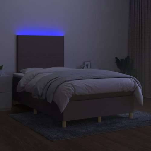 Krevet s oprugama i madracem LED smeđesivi 120x190cm od tkanine - Sivo-smeđa 120 x 190 cm Gladak dizajn Cijena