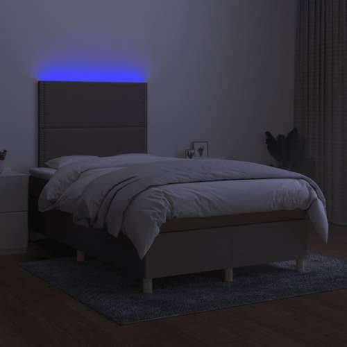 Krevet s oprugama i madracem LED smeđesivi 120x190cm od tkanine - Sivo-smeđa 120 x 190 cm Obično s čavlima Cijena