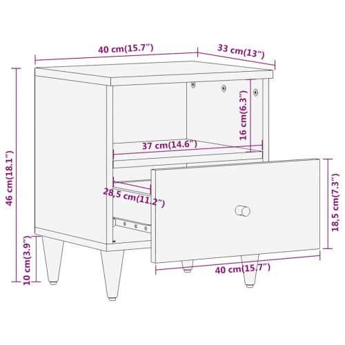 Noćni ormarići 2 kom 40 x 33 x 46 cm od masivnog drva manga Smeđa 2 Cijena