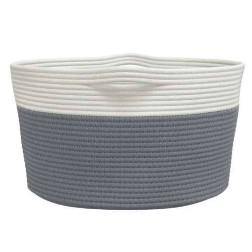 Košara za pohranu sivo-bijela Ø 40 x 25 cm pamučna - Siva 40 x 25 cm Cijena