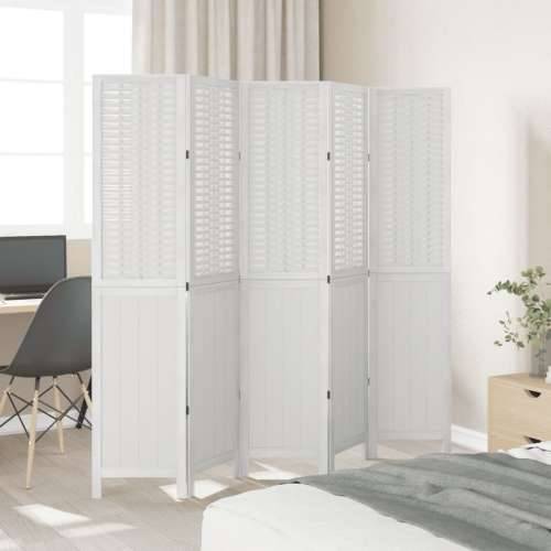 Paravan - Sobna pregrada s 5 panela bijela od masivnog drva paulovnije - 40 x 200 cm 5 Cijena