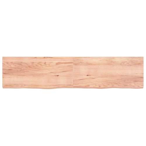 Zidna polica svjetlosmeđa 220x50x(2-6) cm obrađena hrastovina - Svjetlosmeđa 220 x 50 x 6 cm 1 Cijena
