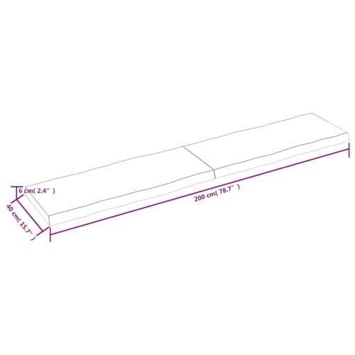 Stolna ploča 200x40x(2-6) cm od hrastovine sa živim rubom - Prirodna 200 x 40 x 6 cm 1 Cijena