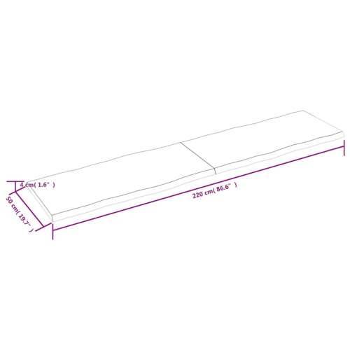 Stolna ploča 220x50x(2-4) cm od hrastovine sa živim rubom - Prirodna 220 x 50 x 4 cm 1 Cijena