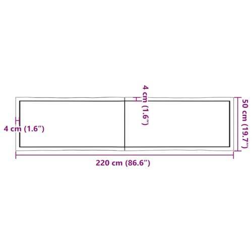 Stolna ploča 220x50x(2-4) cm od hrastovine sa živim rubom - Prirodna 220 x 50 x 4 cm 1 Cijena