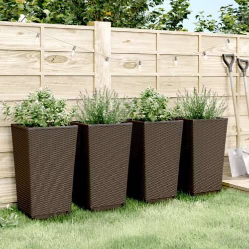 Vrtne sadilice 4 kom smeđe 32,5 x 32,5 x 57 cm od PP-a - Smeđa 4 Cijena